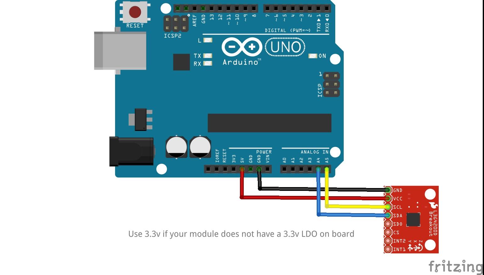 Arduino and l3g4200 layout