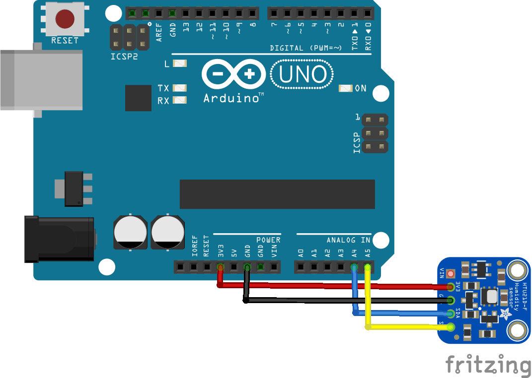 Arduino Uno and HTU31 layout